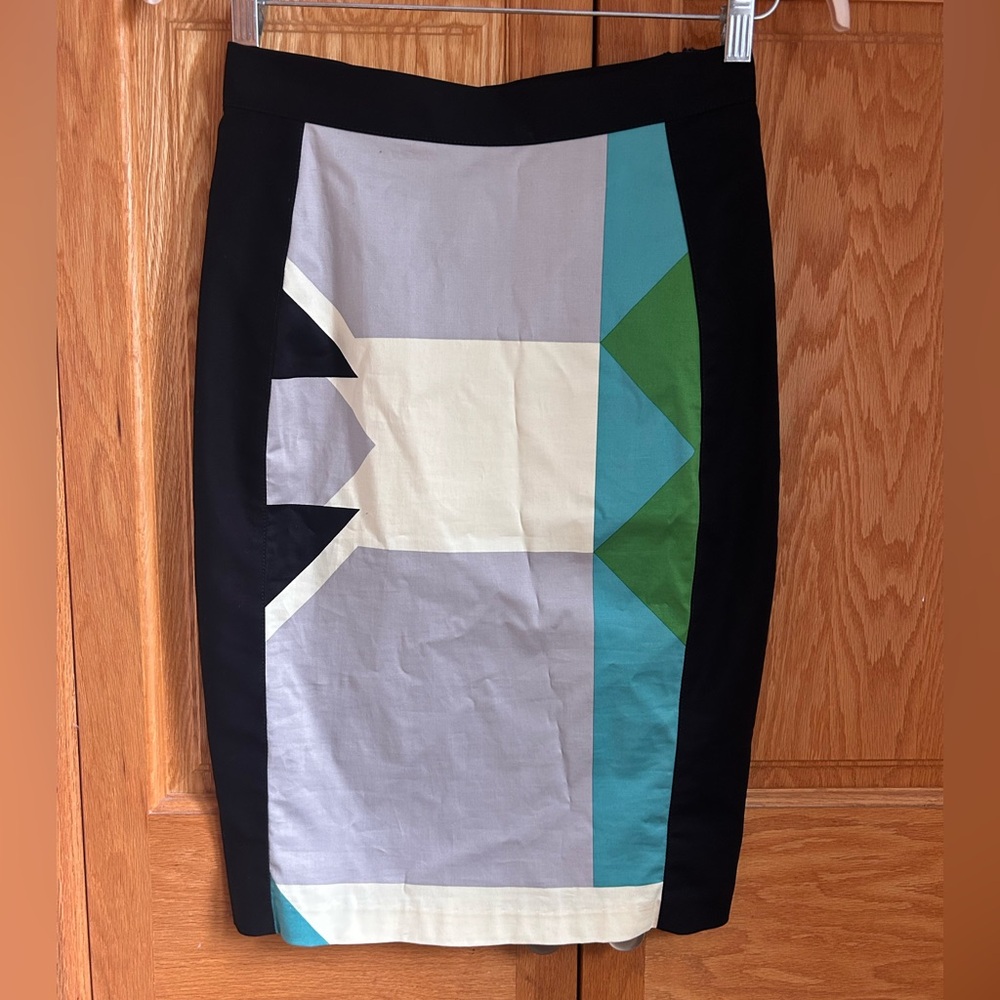 10 Crosby Derek Lam Asymmetrical Skirt in Black, Green, and Cream